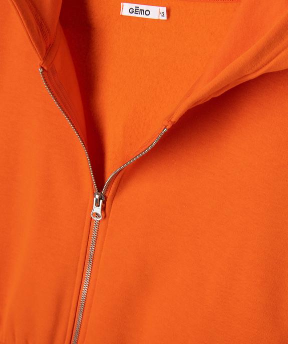 Sweat zippé à capuche coupe courte fille vue2 - GEMO (JUNIOR) - GEMO