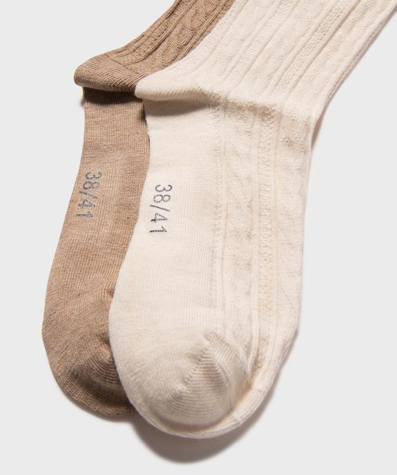Chaussettes hautes en coton fin torsadé femme (lot de 2) vue2 - GEMO(HOMWR FEM) - GEMO