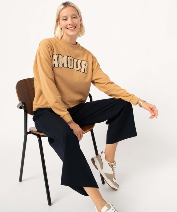 Sweat femme oversize à message brodé vue5 - GEMO(FEMME PAP) - GEMO