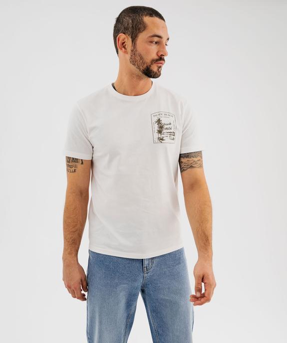 Tee-shirt manches courtes col rond en coton imprimé homme vue1 - GEMO 4G HOMME - GEMO