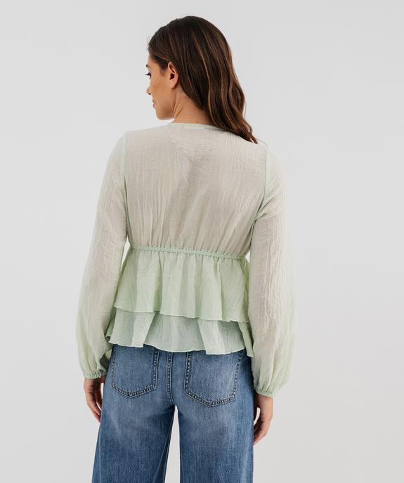 Blouse manches longues à volants et liens à nouer femme vue3 - GEMO(FEMME PAP) - GEMO
