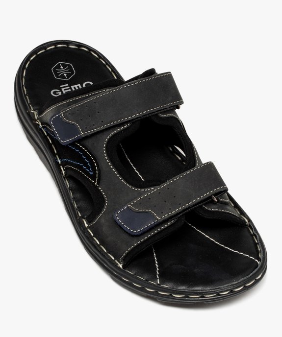 Mules homme dessus en cuir à larges brides à scratch vue5 - GEMO (CASUAL) - GEMO