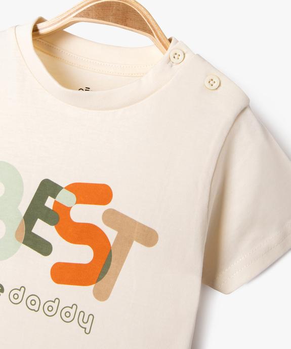 Tee-shirt manches courtes avec message famille bébé garçon vue2 - GEMO(BEBE DEBT) - GEMO