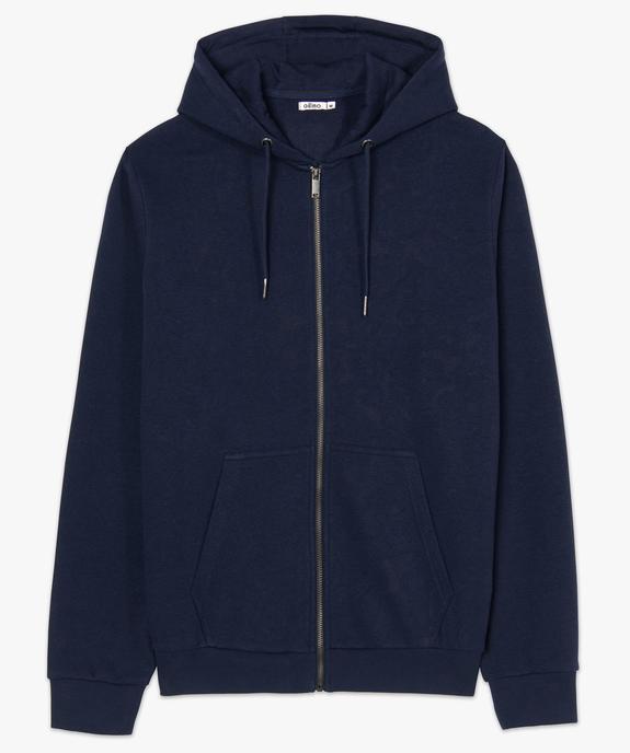 Sweat homme zippé à capuche uni et molletonné vue4 - GEMO 4G HOMME - GEMO