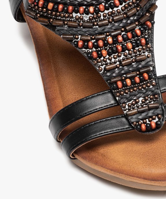 Sandales femme à petit talon compensé dessus en perles vue6 - SANS MARQUE - GEMO