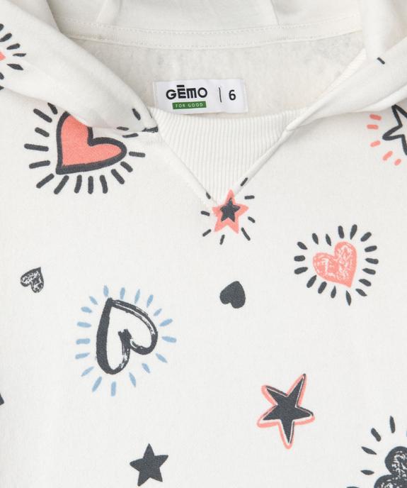 Sweat à capuche imprimé enfilage facile fille vue2 - GEMO 4G FILLE - GEMO
