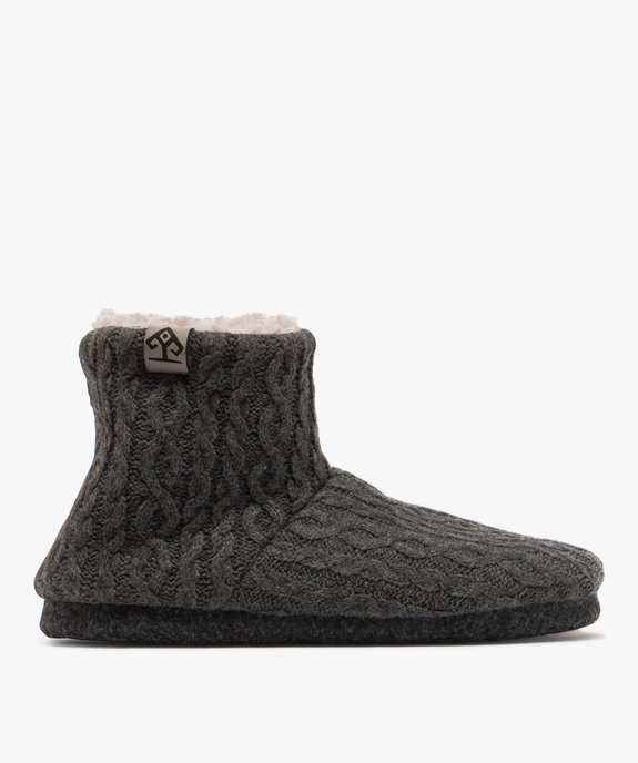 Chaussons bottillons en maille torsadée doublés peluche homme vue1 - GEMO(HOMWR FEM) - GEMO