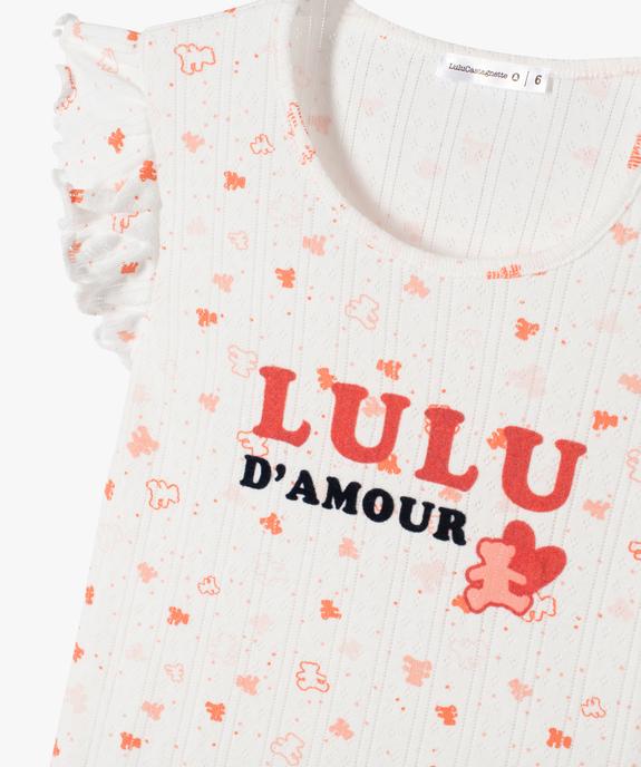 Pyjashort en coton avec finitions froncées fille - LuluCastagnette vue2 - LULUCASTAGNETTE - GEMO