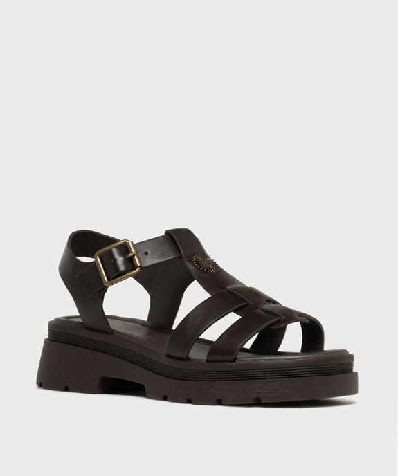 Sandales look spartiates à épaisse semelle crantée femme vue2 - 5 MILES - GEMO