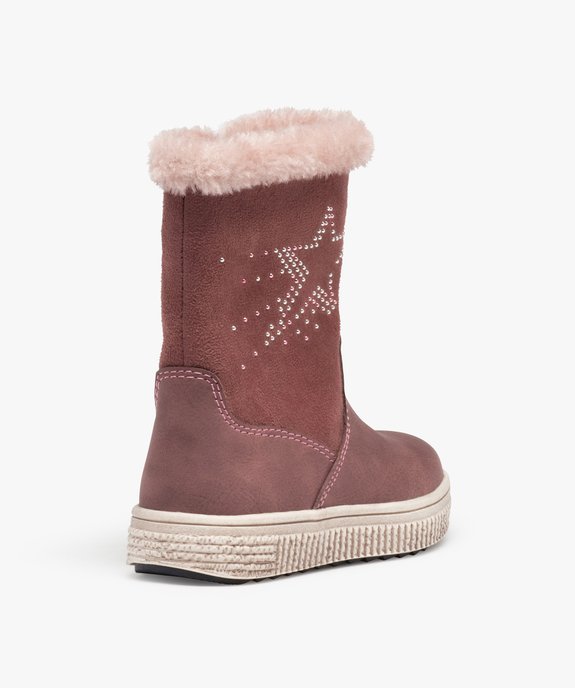 Bottes fourrées fille en suédine motif étoile en strass vue4 - GEMO (ENFANT) - GEMO