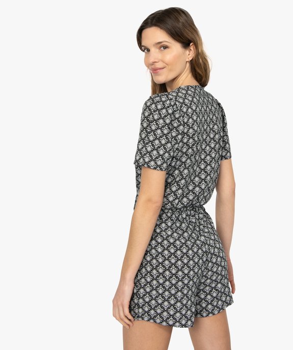 Combishort femme à motifs fleuris et manches courtes vue3 - GEMO(FEMME PAP) - GEMO