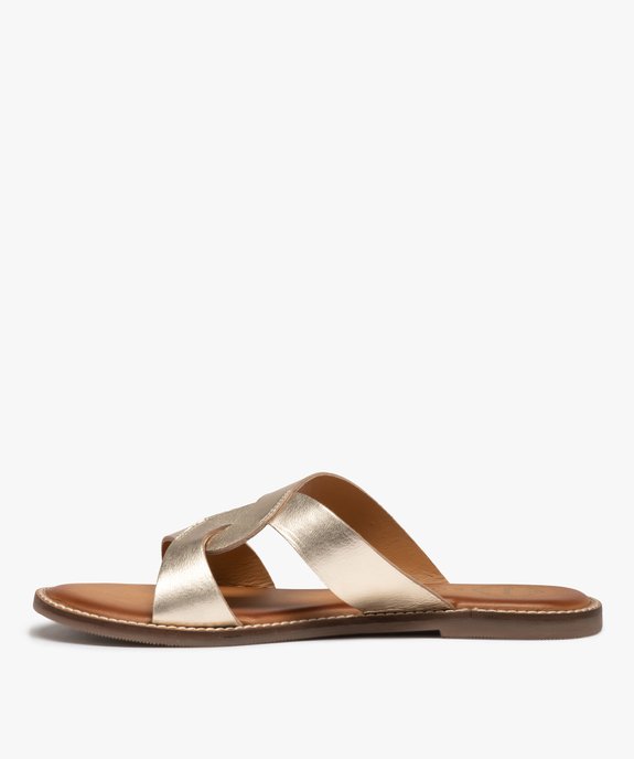 Mules femme à talon plat et larges brides en cuir - Taneo vue3 - TANEO - GEMO