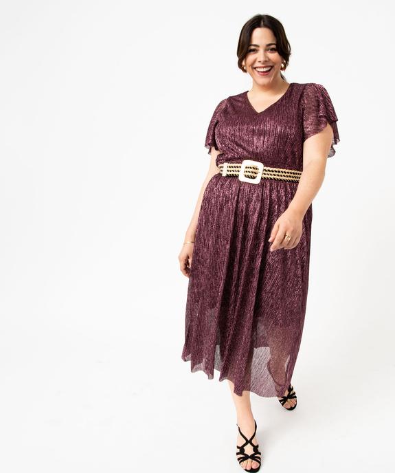 Robe à manches courtes en maille scintillante femme grande taille vue1 - GEMO (G TAILLE) - GEMO