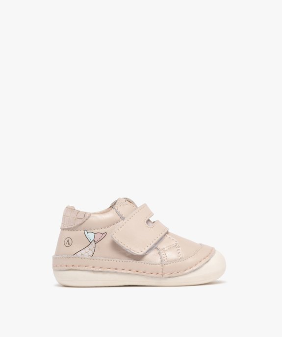 Chaussures premiers pas en cuir souple à scratch bébé fille - Alma vue1 - ALMA - GEMO