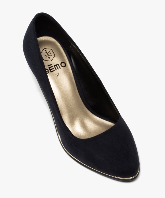 Escarpins femme en suédine unie et liseré métallisé vue5 - GEMO(URBAIN) - GEMO