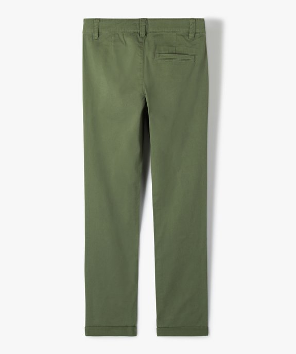 Pantalon garçon chino uni à revers vue3 - GEMO 4G GARCON - GEMO
