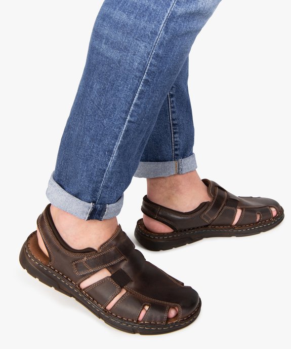 Sandales homme dessus cuir à bout fermé vue1 - GEMO (CASUAL) - GEMO