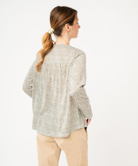 Tee-shirt à manches longues imprimé avec col boutonné femme vue3 - GEMO 4G FEMME - GEMO