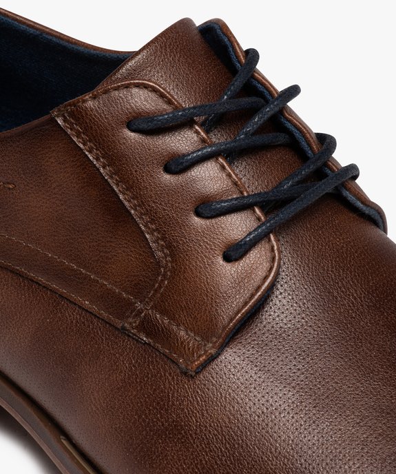 Derbies homme dessus grainé uni à lacets colorés vue6 - GEMO(URBAIN) - GEMO