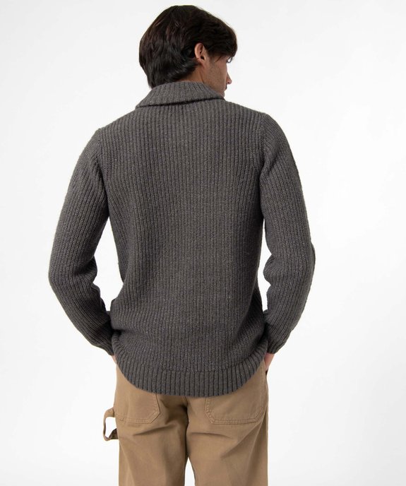 Pull homme à col châle contenant de la laine vue3 - GEMO (HOMME) - GEMO