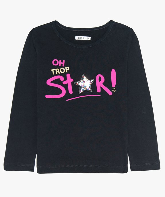 Tee-shirt fille manches longues à motif paillettes et sequins vue2 - GEMO (ENFANT) - GEMO