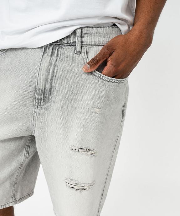 Bermuda en jean aspect usé coupe ample homme vue2 - GEMO (HOMME) - GEMO