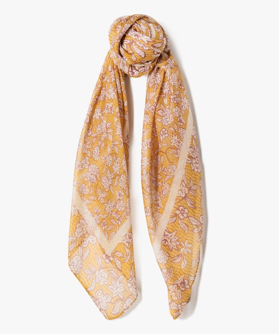 Foulard carré en voile fleuri femme vue1 - GEMO 4G FEMME - GEMO