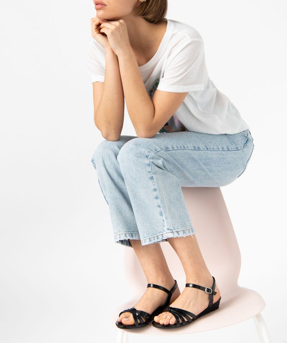 Sandales femme à petit talon et fines brides vernies vue7 - GEMO (CASUAL) - GEMO
