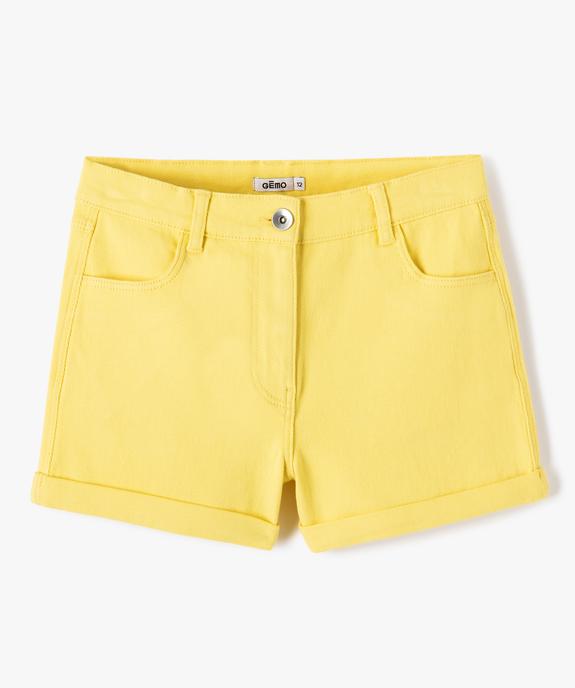 Short en denim avec revers cousus fille vue1 - GEMO (JUNIOR) - GEMO