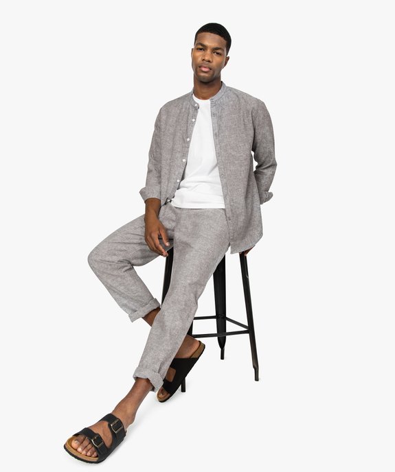Pantalon homme 55% lin coupe droite vue5 - GEMO (HOMME) - GEMO