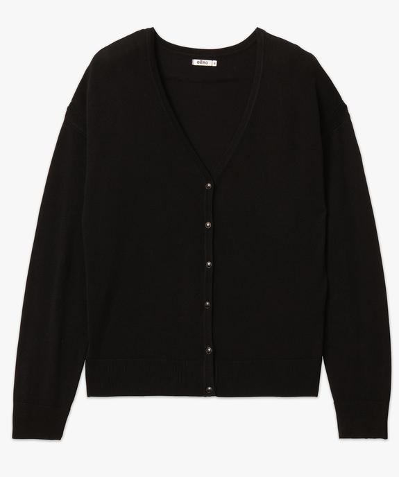 Gilet à col V en maille fine et boutons fantaisie femme vue4 - GEMO 4G FEMME - GEMO