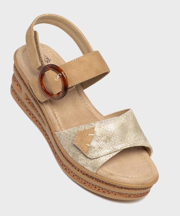 Sandales compensées à brides scratch femme - Valentina Baldano vue5 - EMILIA ROSA - GEMO