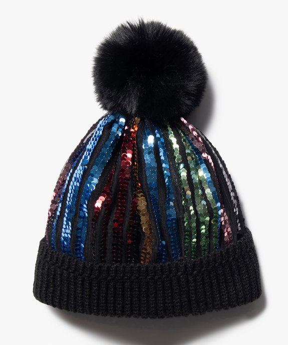 Bonnet femme à pompon et sequins brillants vue1 - GEMO (ACCESS) - GEMO