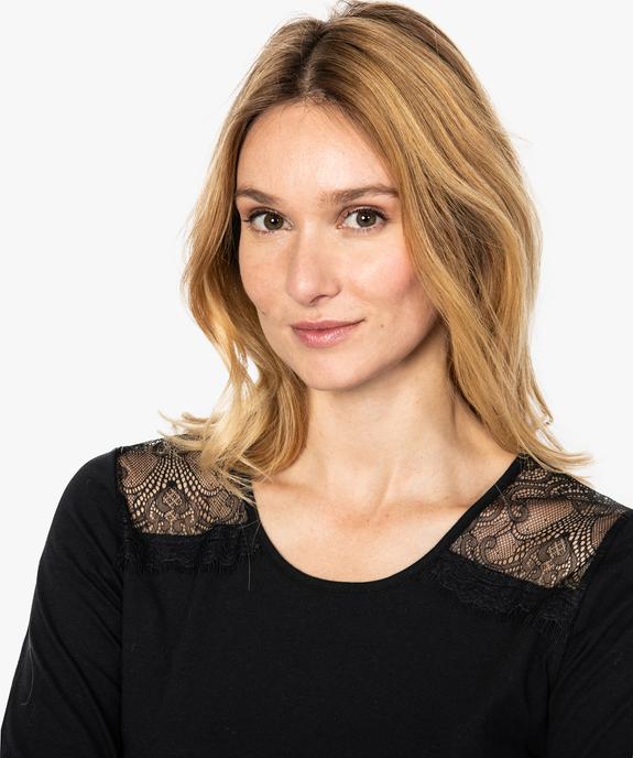 Tee-shirt femme à manches longues et dentelle vue2 - GEMO (MAILLE) - GEMO