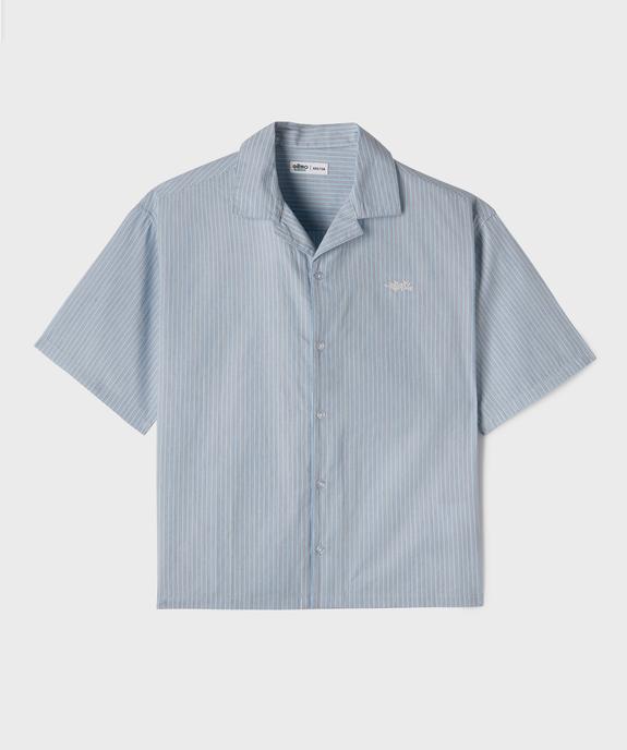 Chemise manches courtes rayée à col cubain garçon vue1 - GEMO (JUNIOR) - GEMO