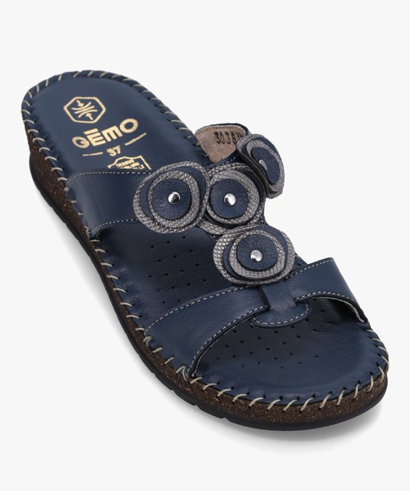 Mules femme confort dessus cuir détails brillants vue5 - GEMO (CONFORT) - GEMO