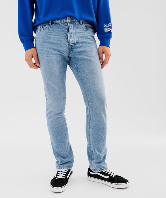 Jean droit en denim délavé vue1 - GEMO 4G HOMME - GEMO