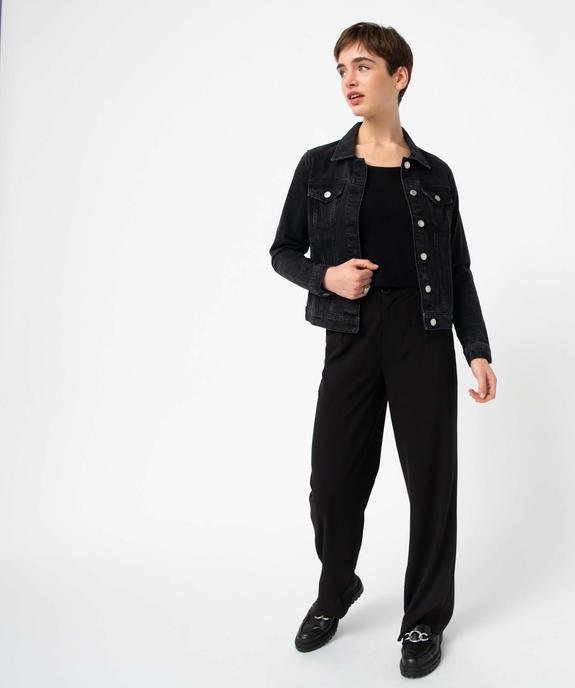 Veste en jean femme coupe droite vue5 - GEMO 4G FEMME - GEMO