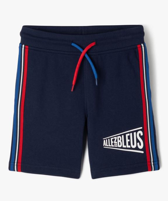 Short en maille avec bandes tricolores garçon - Allez les bleus vue1 - ALLEZ LES BLEUS - GEMO