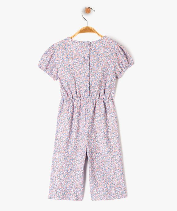 Combinaison fleurie à manches courtes bébé fille vue3 - GEMO(BEBE DEBT) - GEMO