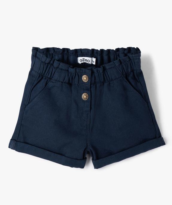 Short uni avec ceinture élastiquée bébé fille vue1 - GEMO 4G BEBE - GEMO