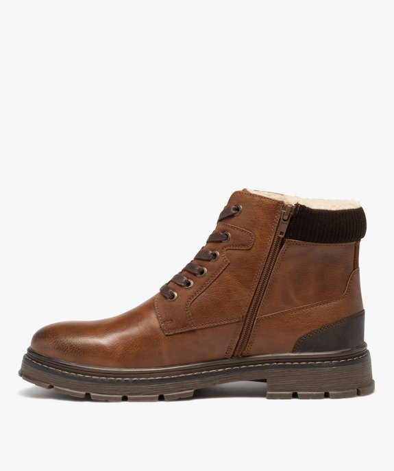 Boots à lacets et zip avec doublure chaude homme vue3 - GEMO (CASUAL) - GEMO