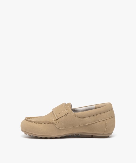 Mocassins garçon unis en suédine et à scratch vue3 - GEMO 4G GARCON - GEMO