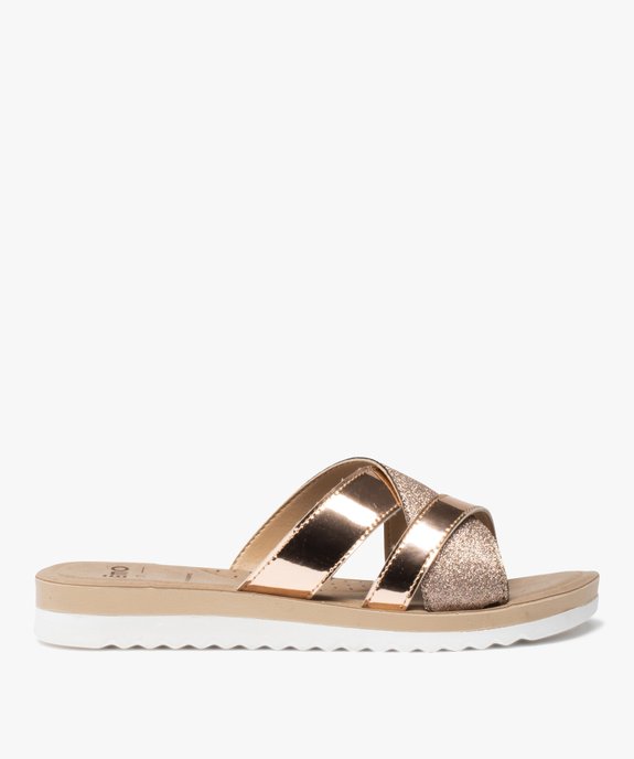 Mules femme plates à brides métallisées et pailletées vue1 - GEMO (CONFORT) - GEMO