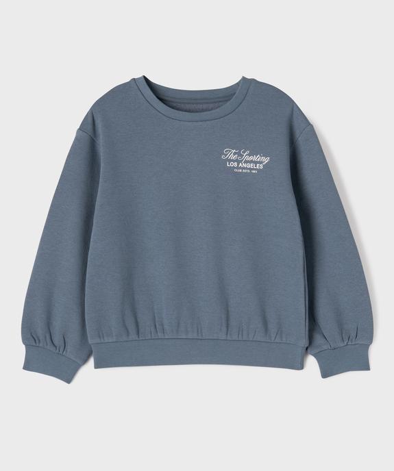 Sweat molletonné avec inscriptions fille vue1 - GEMO 4G FILLE - GEMO