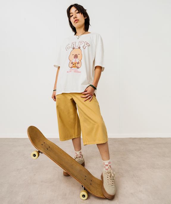 Tee-shirt manches courtes oversize imprimé fille - Capyfun vue5 - CAPYFUN - GEMO