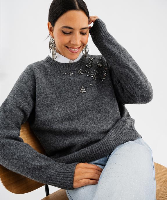 Pull col rond strass femme vue2 - GEMO(FEMME PAP) - GEMO