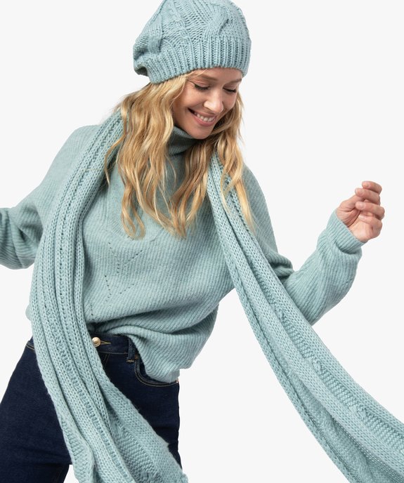 Echarpe femme en maille côtelée  vue2 - GEMO (ACCESS) - GEMO