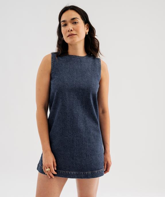 Robe en jean forme chasuble femme - LuluCastagnette vue4 - LULU CASTAGNETTE G4G D - GEMO