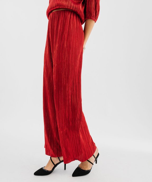 Pantalon en maille plissée métallisée femme vue2 - GEMO(FEMME PAP) - GEMO